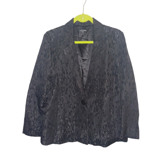 Eileen Fisher sz LG Silk Chenille Water Lily Jaquard Blazer Fully Lined MINT - Picture 2 of 11